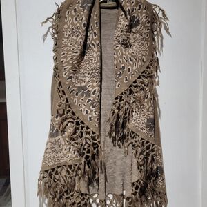 Shawl Cardigan Fringe Boho